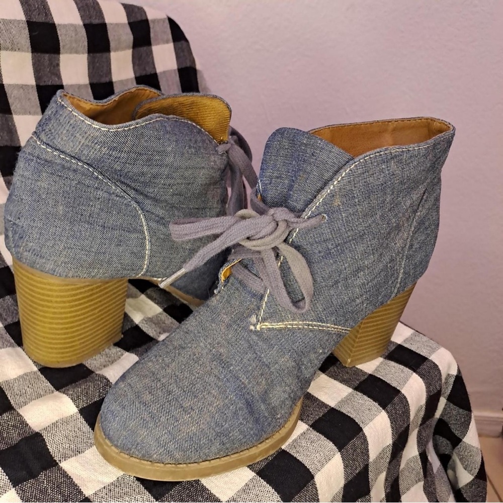 Scotch & Soda Denim Lace-Up Ankle Boots in Blue